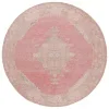 Tapete Pátina Medallón Oval en Rosa con Beige