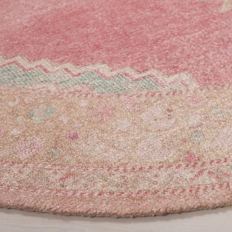 Tapete Pátina Medallón Oval en Rosa con Beige