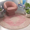 Tapete Pátina Medallón Oval en Rosa con Beige