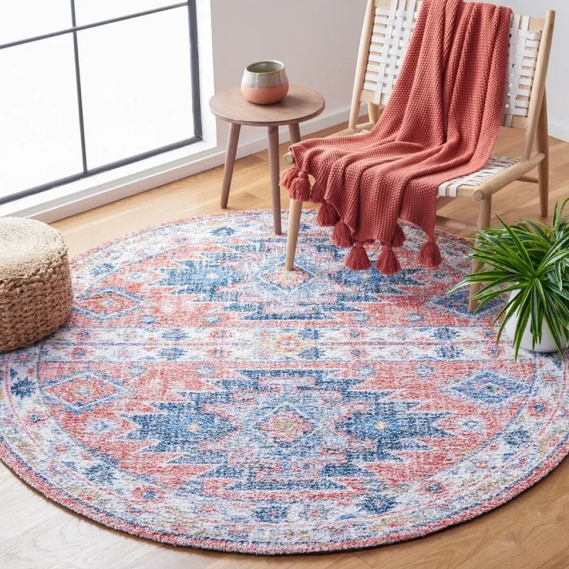 Tapete Pátina Rombos Tribales en Azul con Terracota