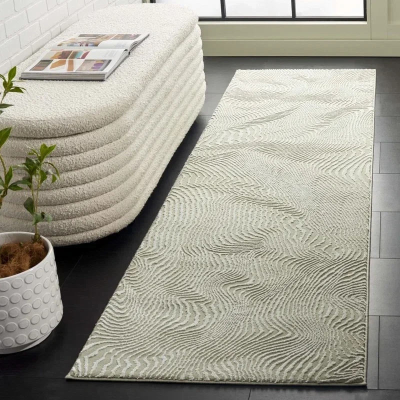 Tapete Renace Ondas Concéntricas en Verde Salvia con Marfil