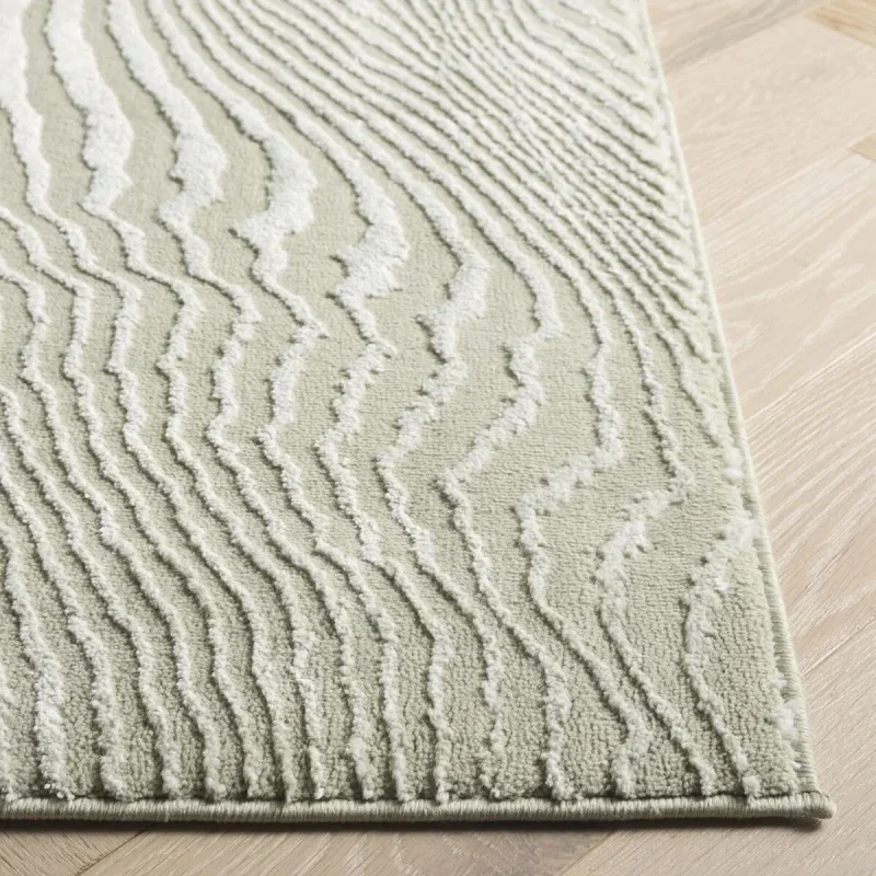 Tapete Renace Ondas Concéntricas en Verde Salvia con Marfil