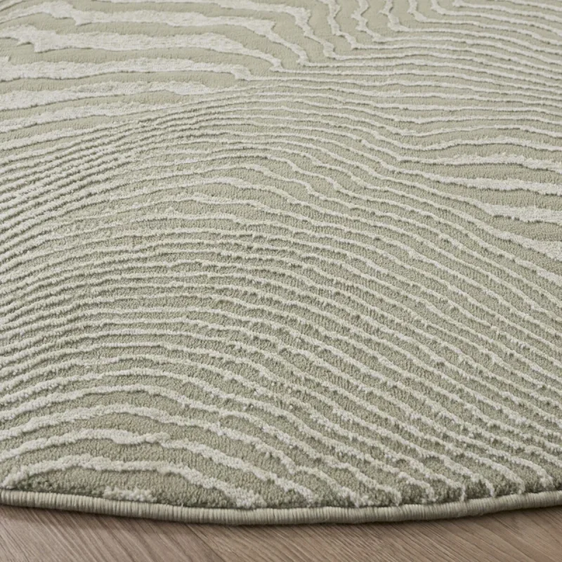 Tapete Renace Ondas Concéntricas en Verde Salvia con Marfil