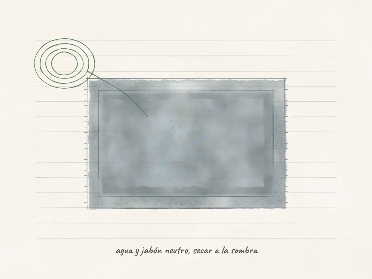 Dibujo de un tapete de exterior lavado con manguera