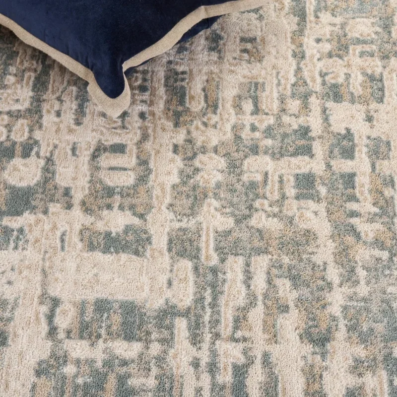 Tapete Alcalá Trama Cruzada en Azul con Beige