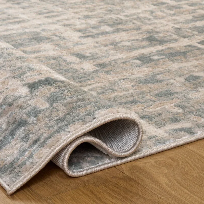 Tapete Alcalá Trama Cruzada en Azul con Beige
