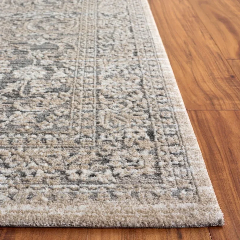Tapete Luneta Arabescos Persas en Gris con Beige