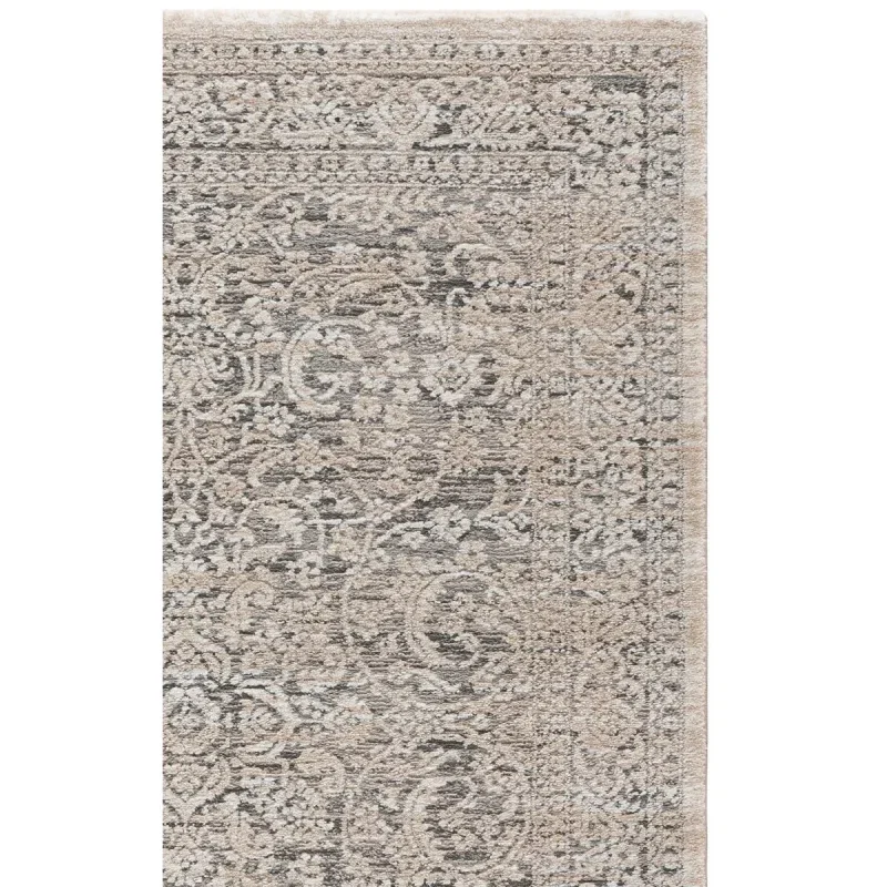 Tapete Luneta Arabescos Persas en Gris con Beige