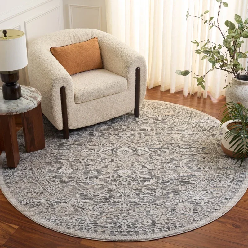 Tapete Luneta Arabescos Persas en Gris con Beige