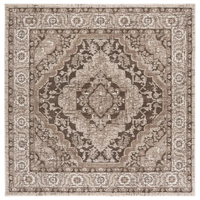 Tapete Luneta Medallón Octagonal en Café con Beige