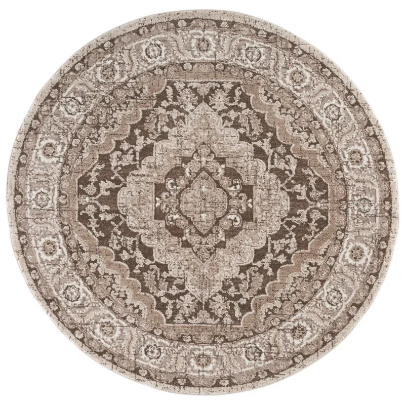 Tapete Luneta Medallón Octagonal en Café con Beige