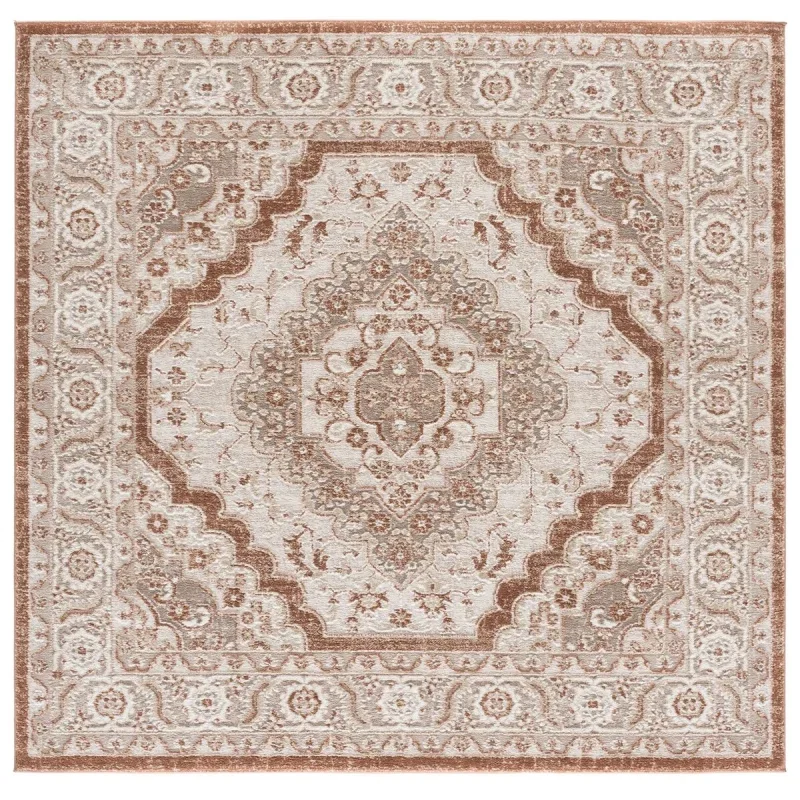 Tapete Luneta Medallón Octagonal en Marfil con Terracota