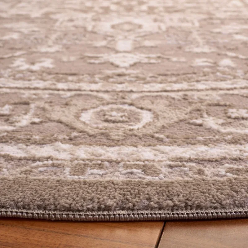 Tapete Luneta Medallón Ornamental en Beige con Gris