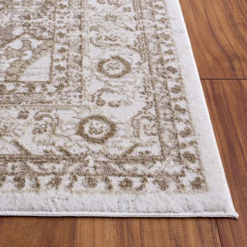 Tapete Luneta Medallón Ornamental en Marfil con Beige