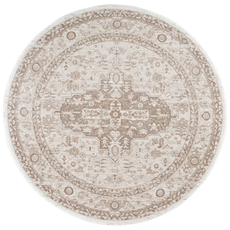 Tapete Luneta Medallón Ornamental en Marfil con Beige