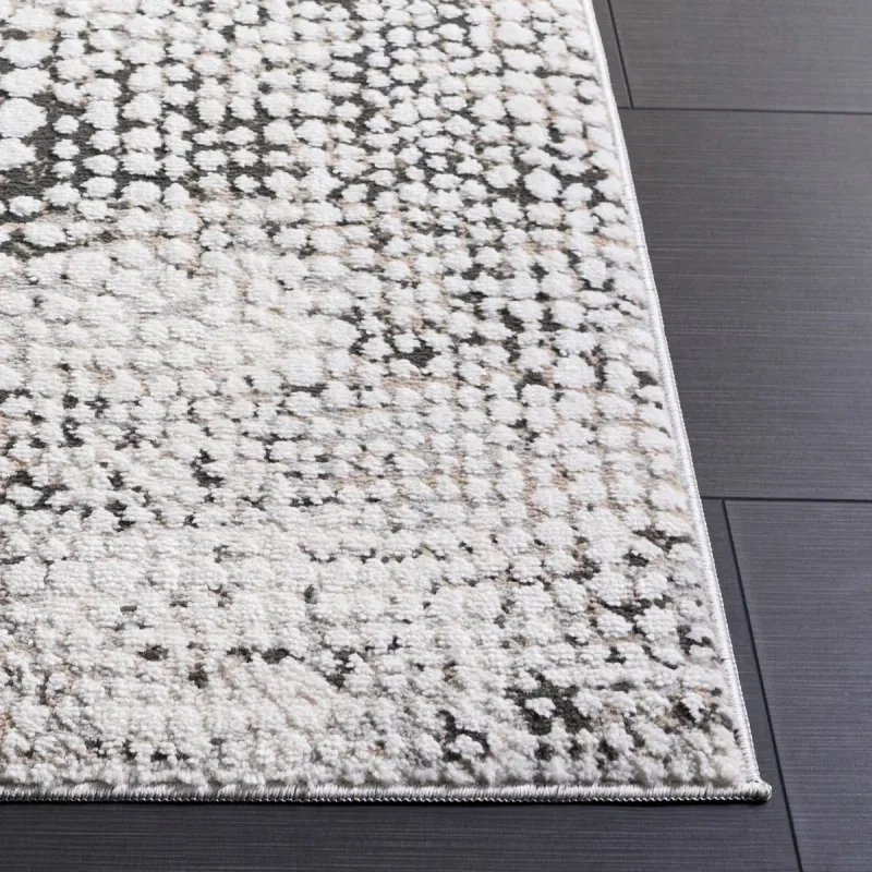 Tapete Luneta Mosaico de Puntos en Gris Carbón con Marfil