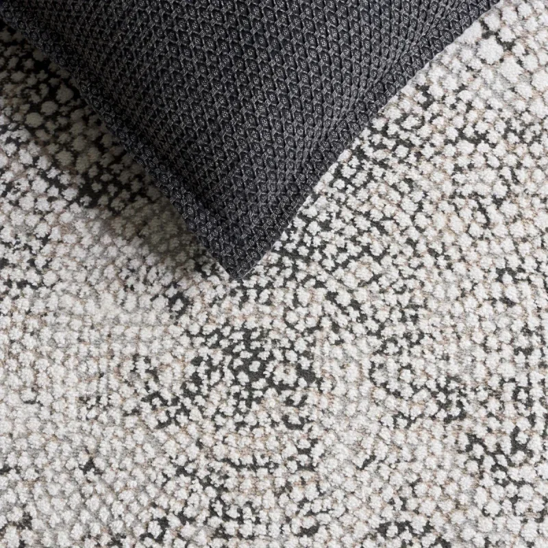 Tapete Luneta Mosaico de Puntos en Gris Carbón con Marfil