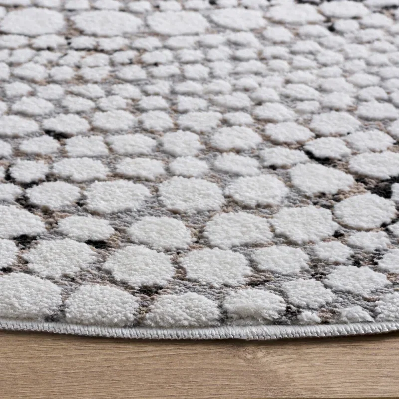 Tapete Luneta Mosaico de Puntos en Gris Carbón con Marfil