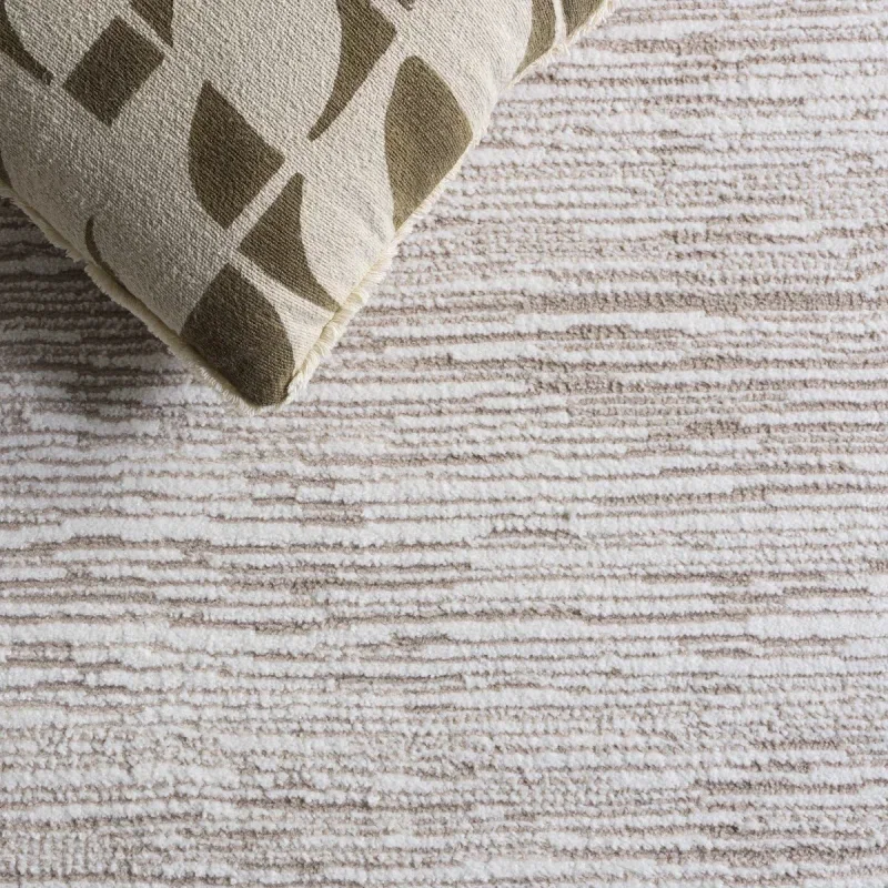 Tapete Luneta Vetas Horizontales en Beige con Marfil