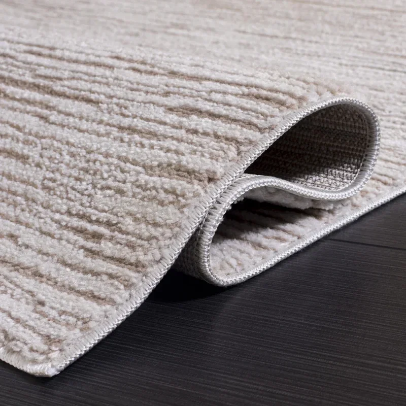 Tapete Luneta Vetas Horizontales en Beige con Marfil
