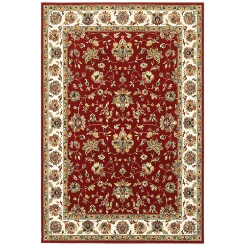 Tapete Cachemira Floral en Rojo y Marfil