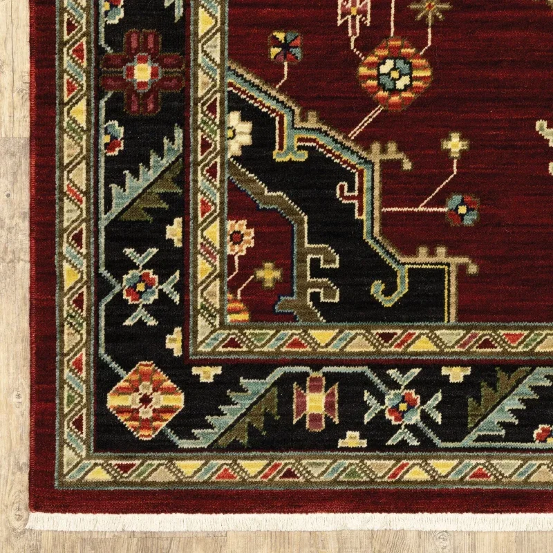 Tapete Carmesí Serapi en Rojo y Negro