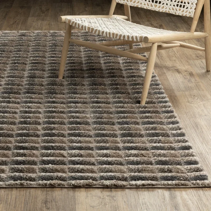 Tapete Relieve Bloques en Café Oscuro
