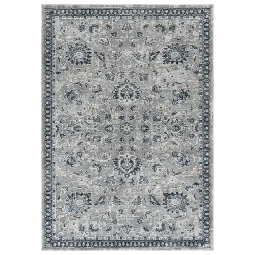 Tapete Tomás Jardín Persa en Gris con Azul Marino