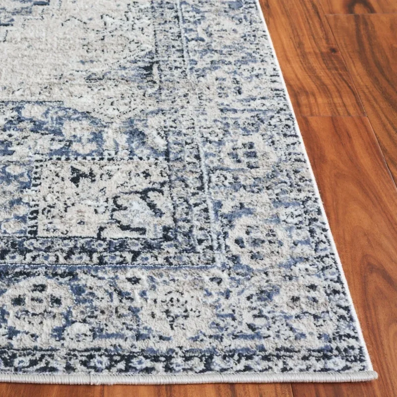 Tapete Tomás Medallón Persa en Gris Claro con Azul