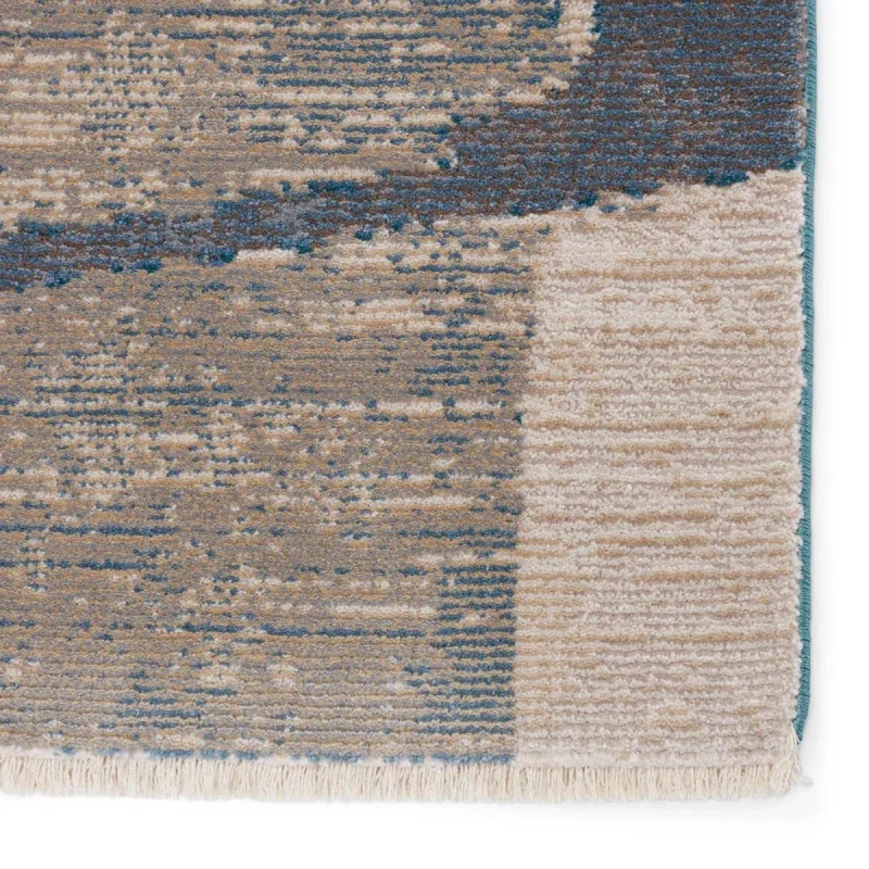 Tapete Alba Bloques Abstractos Africanos en Azul, detalle de la textura 3