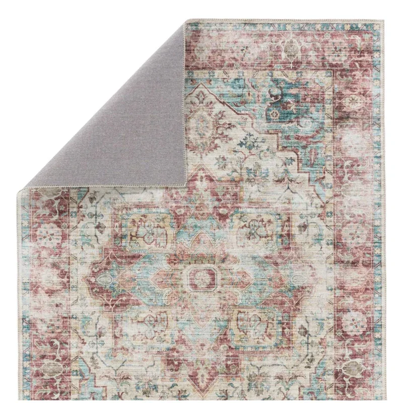 Tapete Ciudadela Medallón Floral Vintage en Azul, detalle del reverso