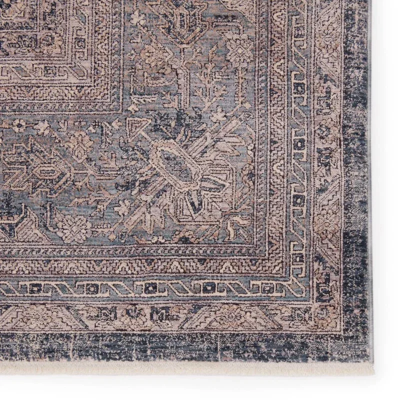Tapete Encanto Medallón Persa en Azul, detalle de la textura 2