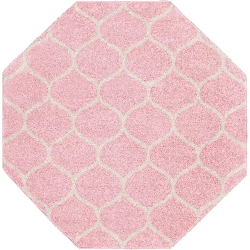 Tapete Enrejado Curvo en Rosa Claro