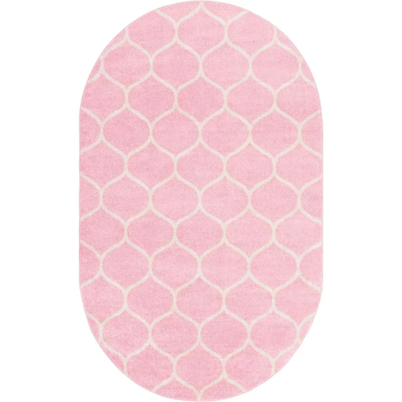 Tapete Enrejado Curvo en Rosa Claro
