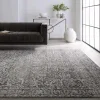 Tapete Fronda Floral Gastado en Gris