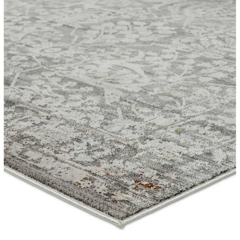 Tapete Fronda Floral Gastado en Gris
