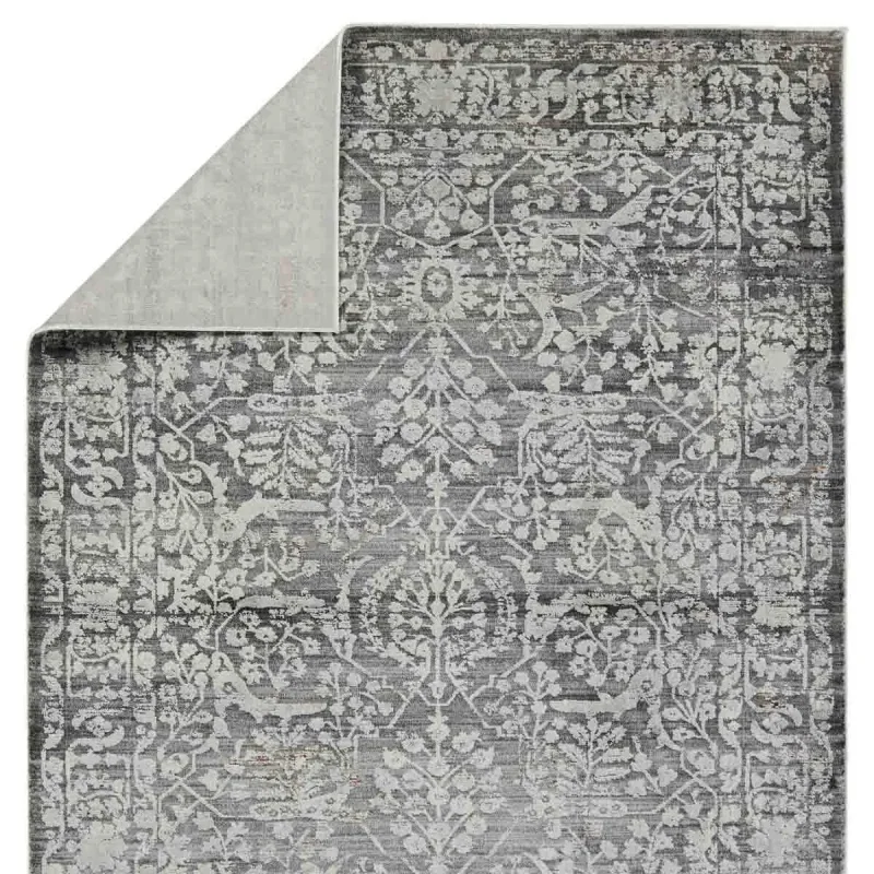 Tapete Fronda Floral Gastado en Gris