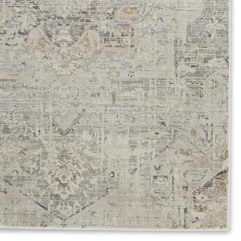 Tapete Fronda Medallón Desvanecido en Gris, detalle de la textura 2