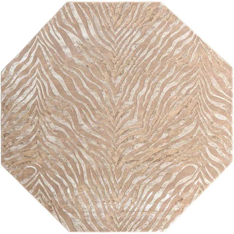 Tapete Londres Animal Print en Beige y Marfil, versión octagonal