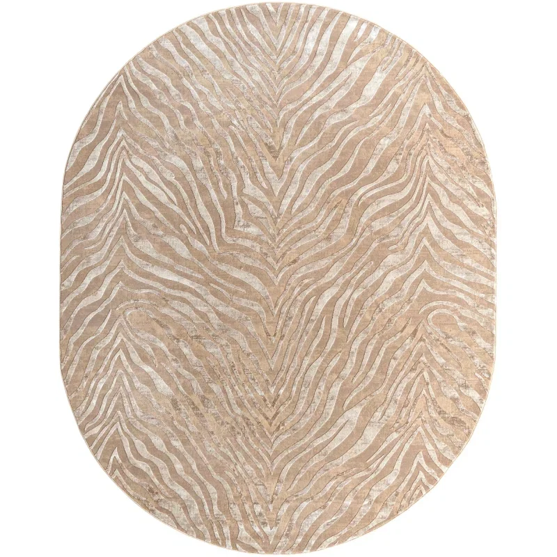 Tapete Londres Animal Print en Beige y Marfil, versión ovalada