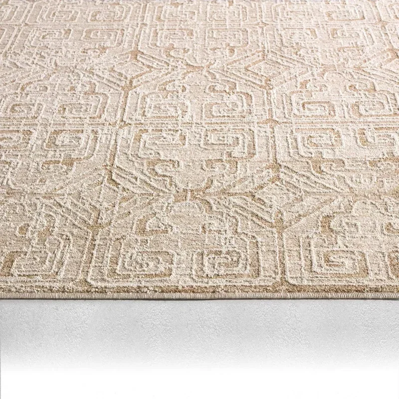 Tapete Pagoda Celosía Geométrica en Beige, detalle de la textura