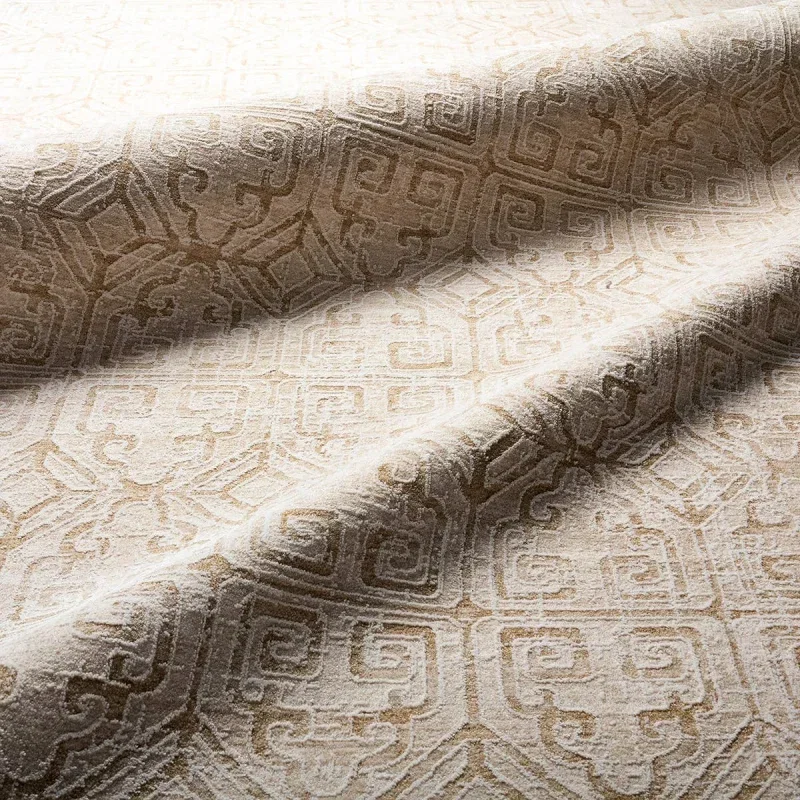 Tapete Pagoda Celosía Geométrica en Beige, detalle de la textura 3