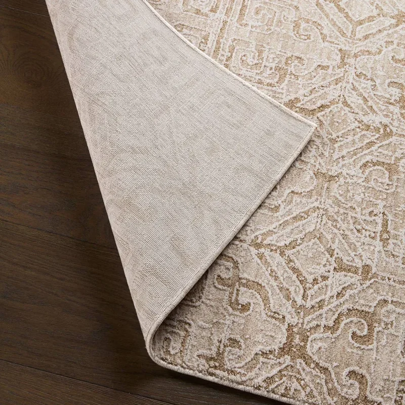 Tapete Pagoda Celosía Geométrica en Beige, detalle de la textura 4