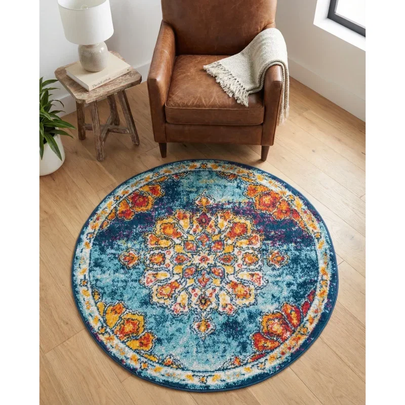 Tapete Talavera Medallón en Multicolor ambientado 2