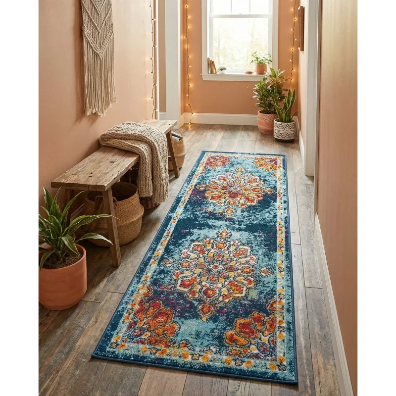 Tapete Talavera Medallón en Multicolor ambientado 3