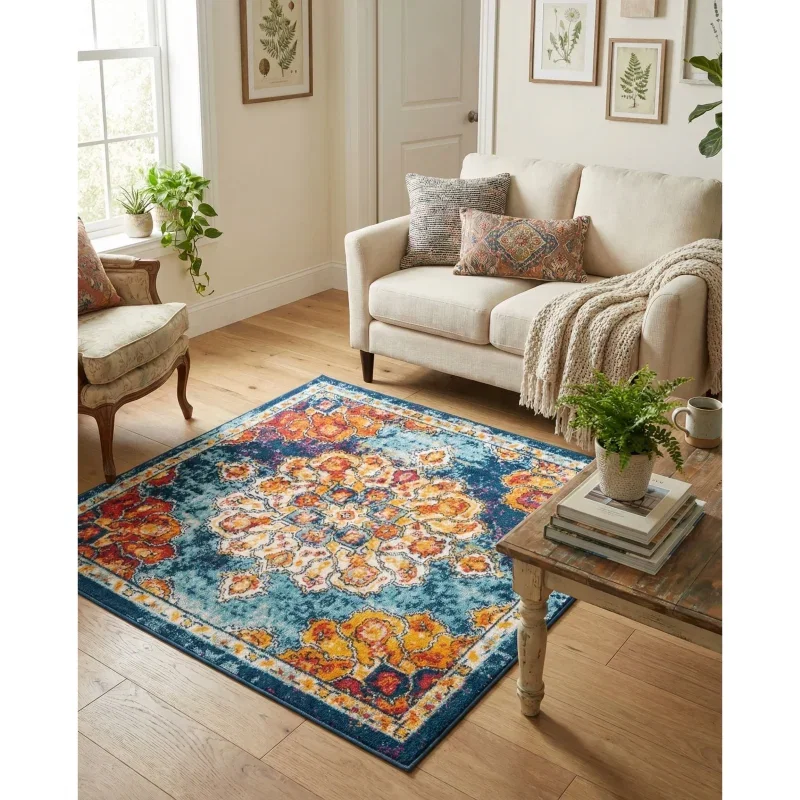 Tapete Talavera Medallón en Multicolor ambientado 4