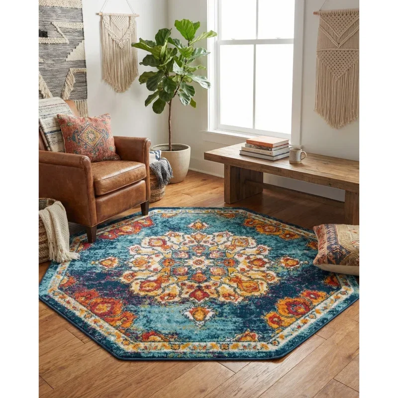 Tapete Talavera Medallón en Multicolor ambientado 5