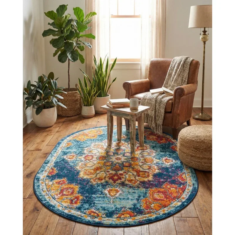 Tapete Talavera Medallón en Multicolor ambientado 6