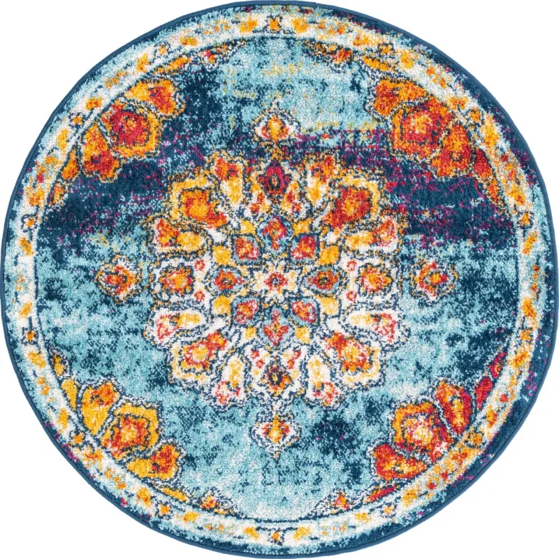 Tapete Talavera Medallón en Multicolor, versión redonda