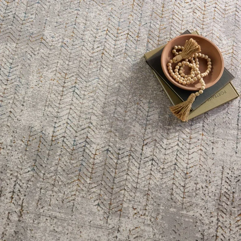 Tapete Tranquilidad Enrejado Desgastado en Gris, detalle de la textura 4